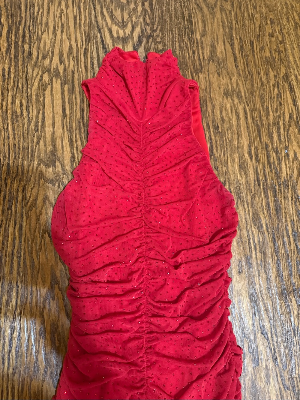 Rachel Ruched Rhinestone Maxi Dress in Red - Picture 7 of 8